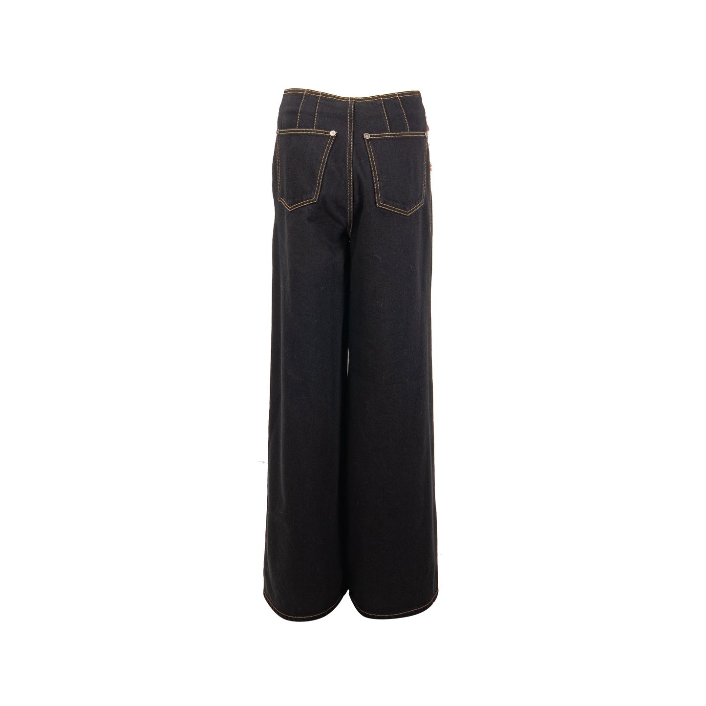 Chanel 22a size 38 Wide-Leg Denim Pants Black