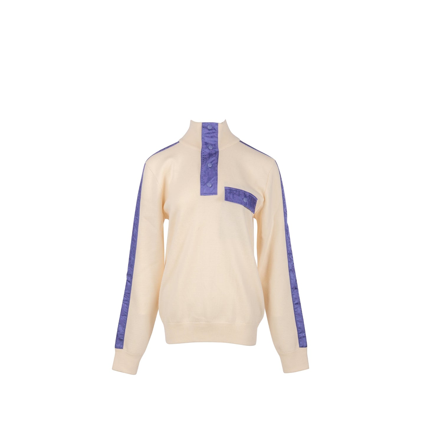 Dior Size M High Collar Sweater Virgin Wool White/Purple