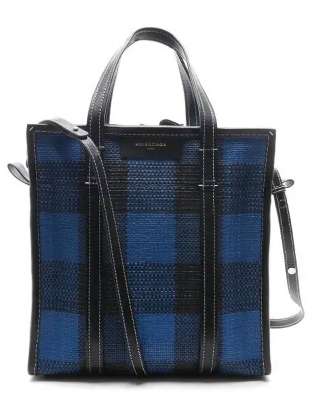Luxury Balenciaga Trending 2025 Bazar Check Tote Bag Blue
