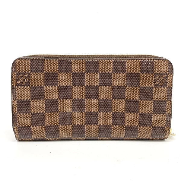 LOUIS VUITTON Long Wallet Purse N41661 Damier canvas Brown Zip Around Damier Zippy wallet unisex(Unisex)