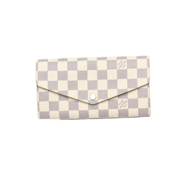 LOUIS VUITTON Long Wallet Purse N63208 Damier Azur Canvas Two-tone (gray) Long Wallet Purse Damier Azur Portefeuille Sara Women