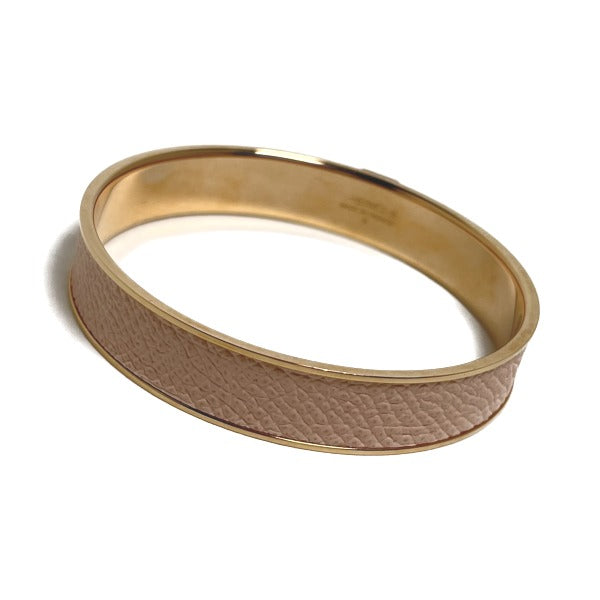 HERMES Bangle leather Pink x Gold bracelet leather Gold Plated Women
