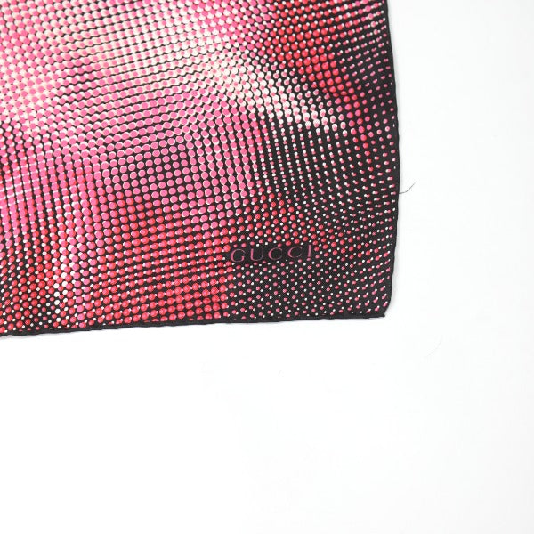 GUCCI scarf silk Pink x Black 100% silk scarf Dot Women