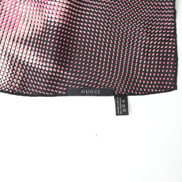 GUCCI scarf silk Pink x Black 100% silk scarf Dot Women