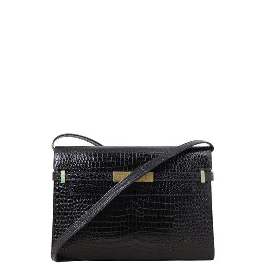 Saint Laurent Manhattan Shoulder Bag Medium Croc Embossed