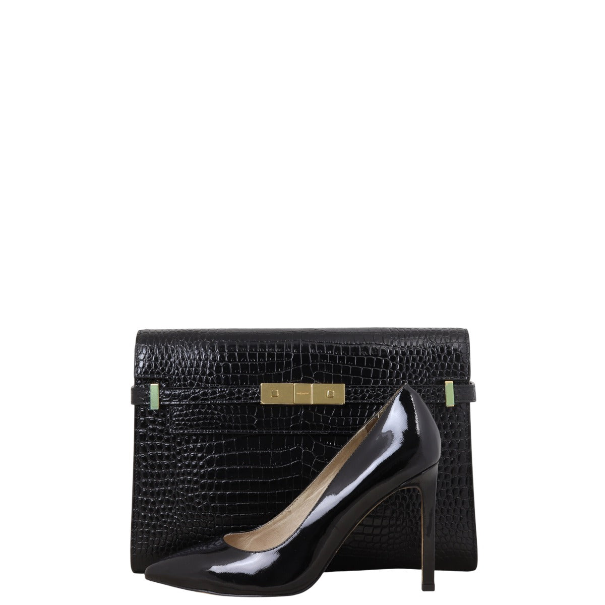 Saint Laurent Manhattan Shoulder Bag Medium Croc Embossed