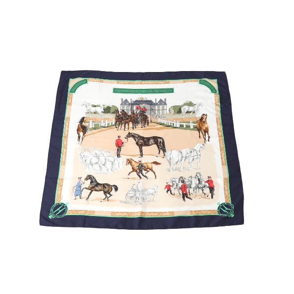 HERMES scarf silk Navy LES HARAS NATIONAUX Carre90 Carre90 Women