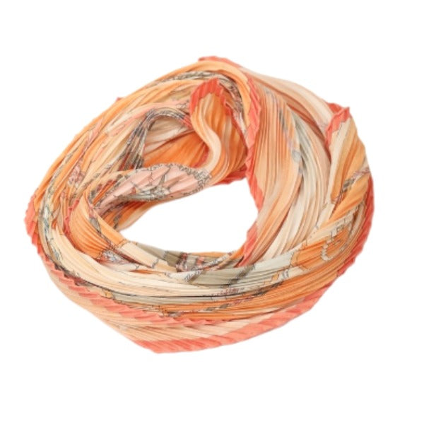HERMES scarf silk Orange 100% silk PleatedCarre Women