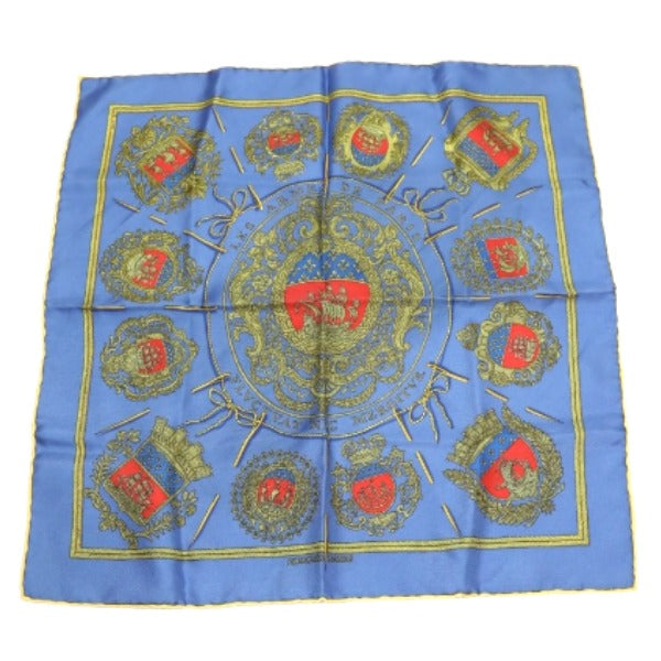 HERMES handkerchief silk blue Handkerchief Carre45 100% silk Women