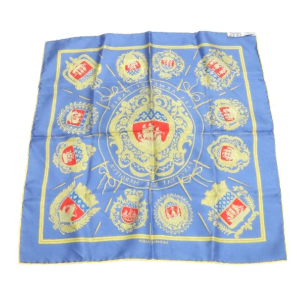 HERMES handkerchief silk blue Handkerchief Carre45 100% silk Women