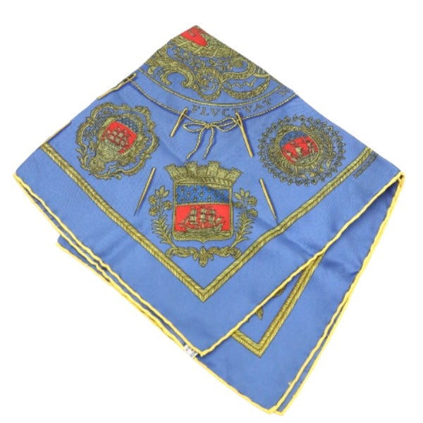 HERMES handkerchief silk blue Handkerchief Carre45 100% silk Women
