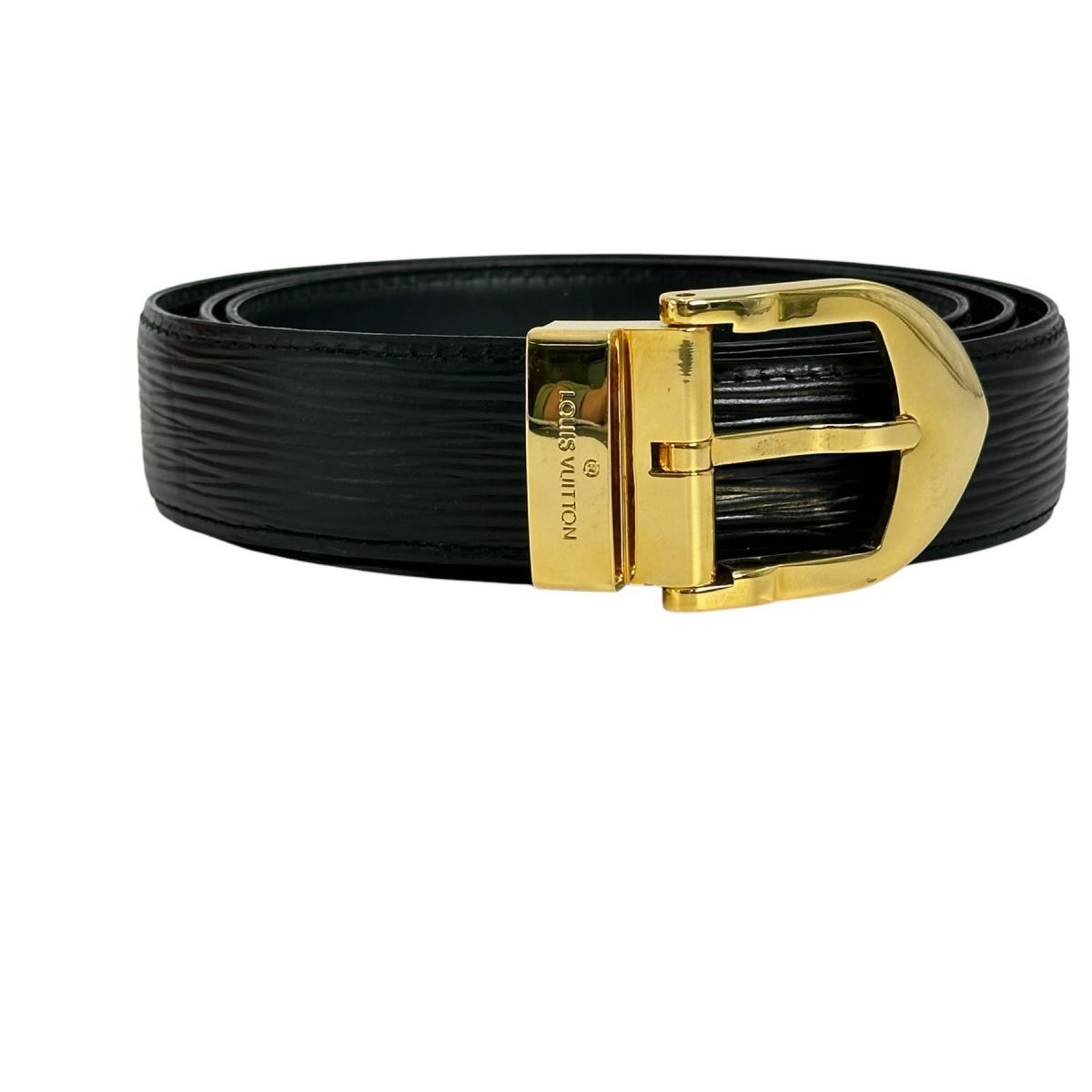 LOUIS VUITTON belt M6832Q Epi Leather Noir belt Epi Saintur Classic mens 44