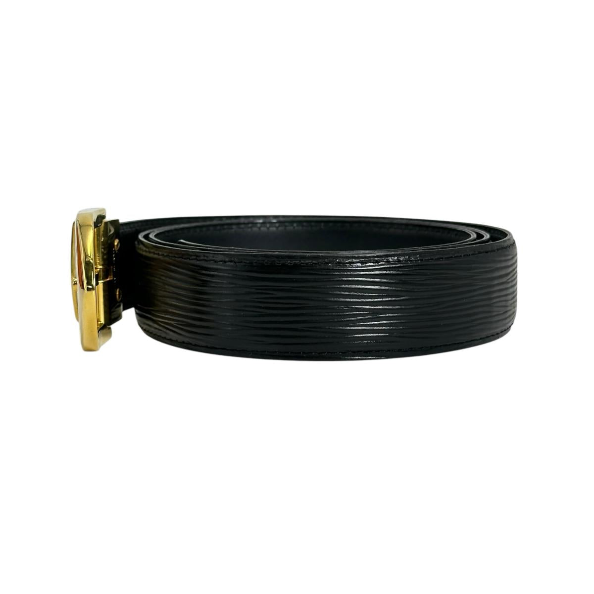 LOUIS VUITTON belt M6832Q Epi Leather Noir belt Epi Saintur Classic mens 44