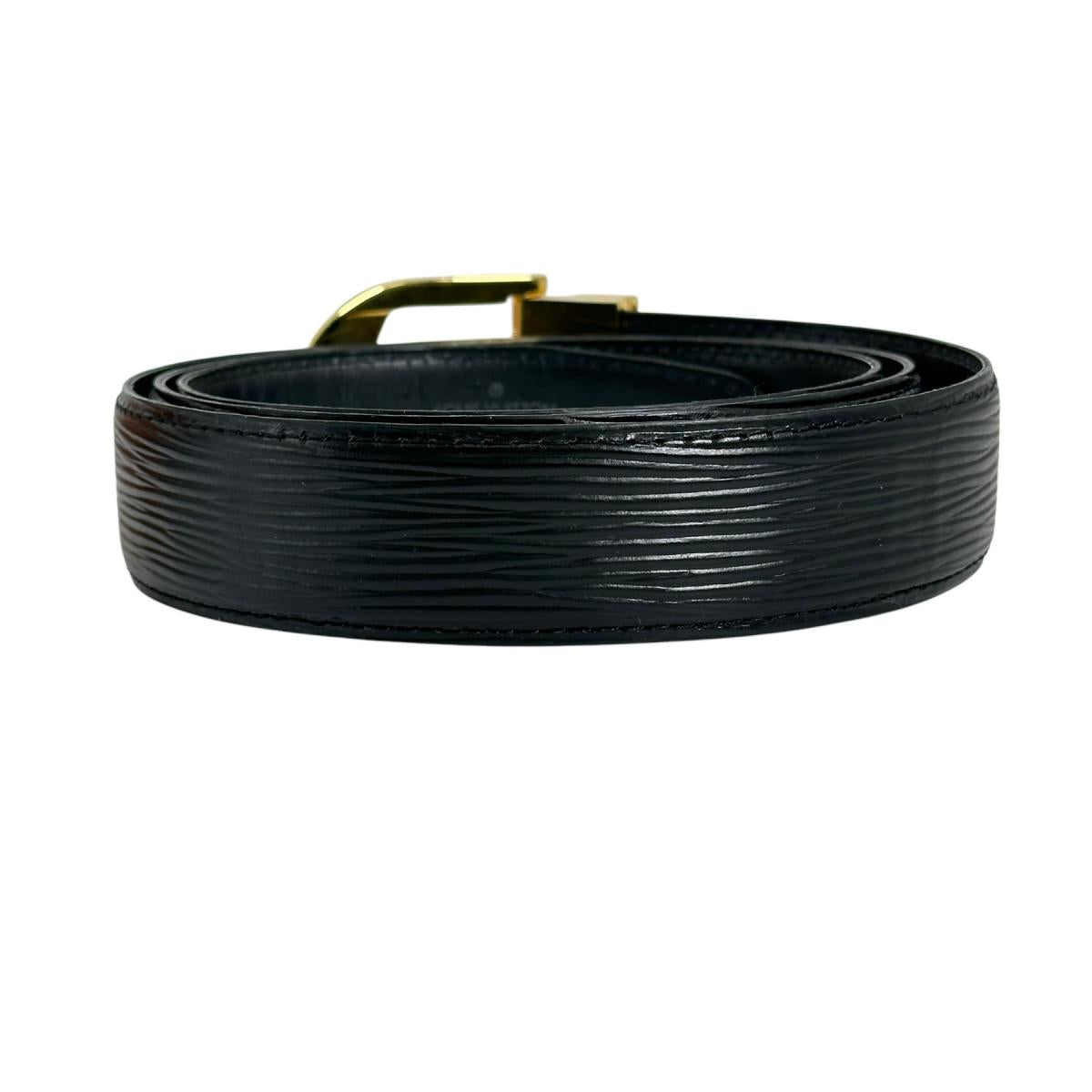 LOUIS VUITTON belt M6832Q Epi Leather Noir belt Epi Saintur Classic mens 44