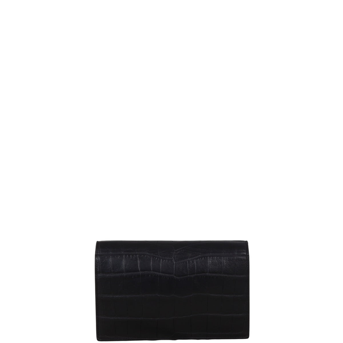 Saint Laurent Kate Tassel Chain Wallet Croc-Embossed