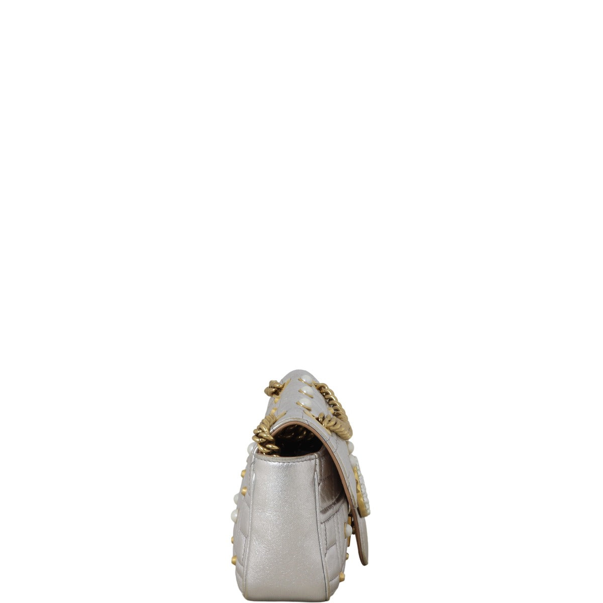 Gucci GG Marmont Matelasse Mini Shoulder Bag Pearl Studded