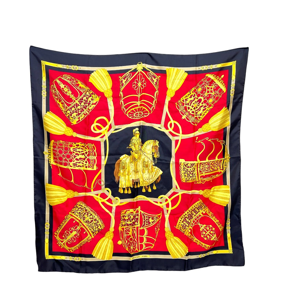 HERMES scarf silk black Carre90 LES MUSEROLLES Noseband
