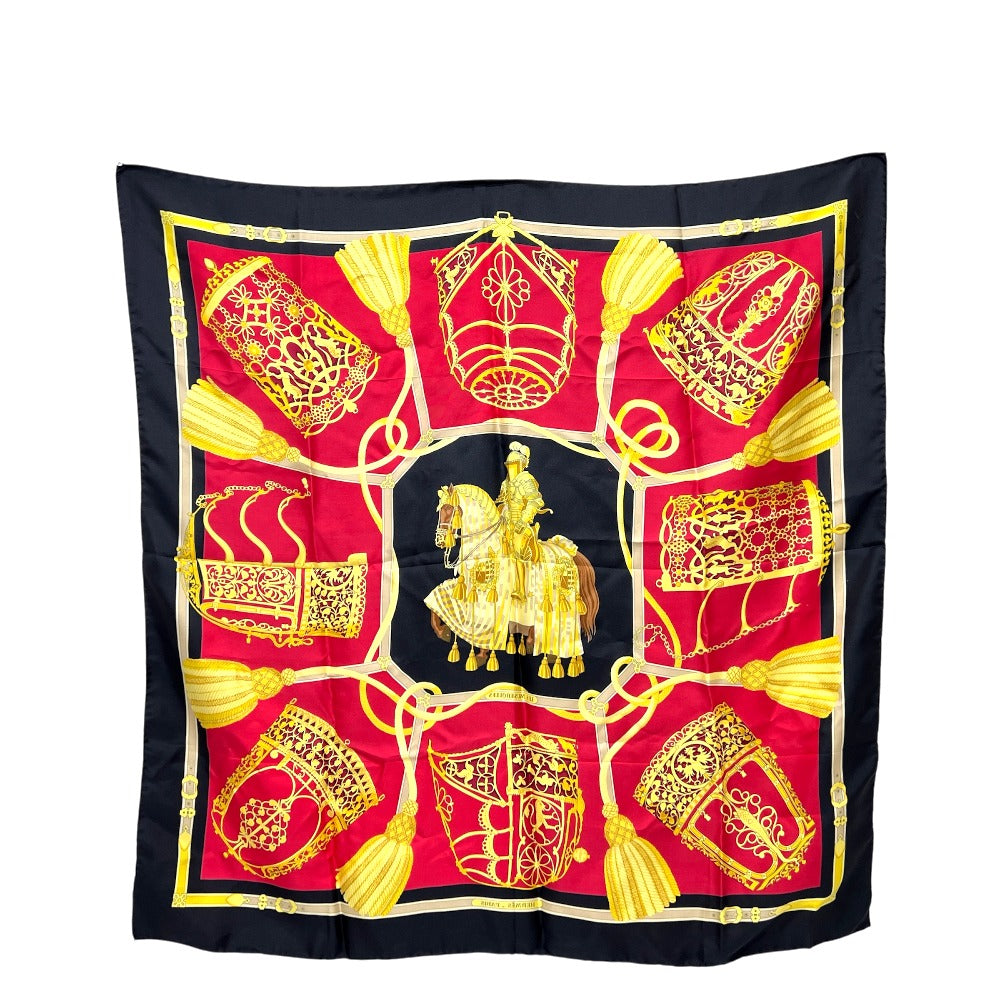 HERMES scarf silk black Carre90 LES MUSEROLLES Noseband