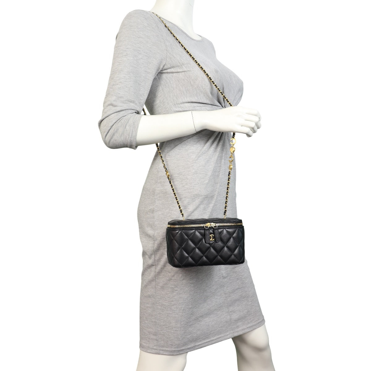 Chanel Vanity Case with Coco Heart Chain