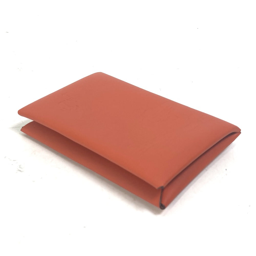 HERMES Card Case Swift Orange Business Card Holder Pass Case kalvi palm tree design unisex(Unisex)