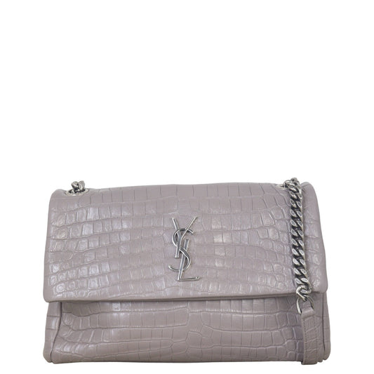 Saint Laurent West Hollywood Croc-Embossed Medium