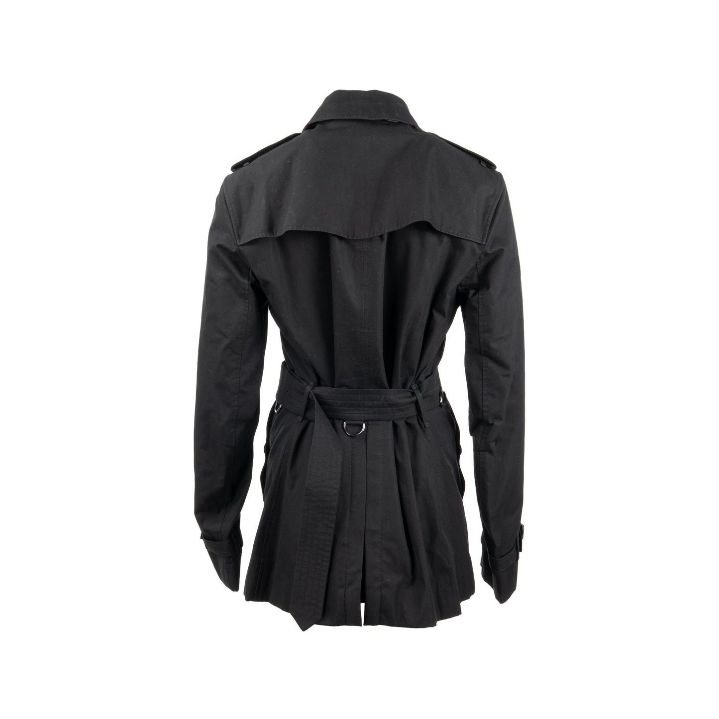 Burberry Size 48 Sandringham Short Trench Coat Cotton Black