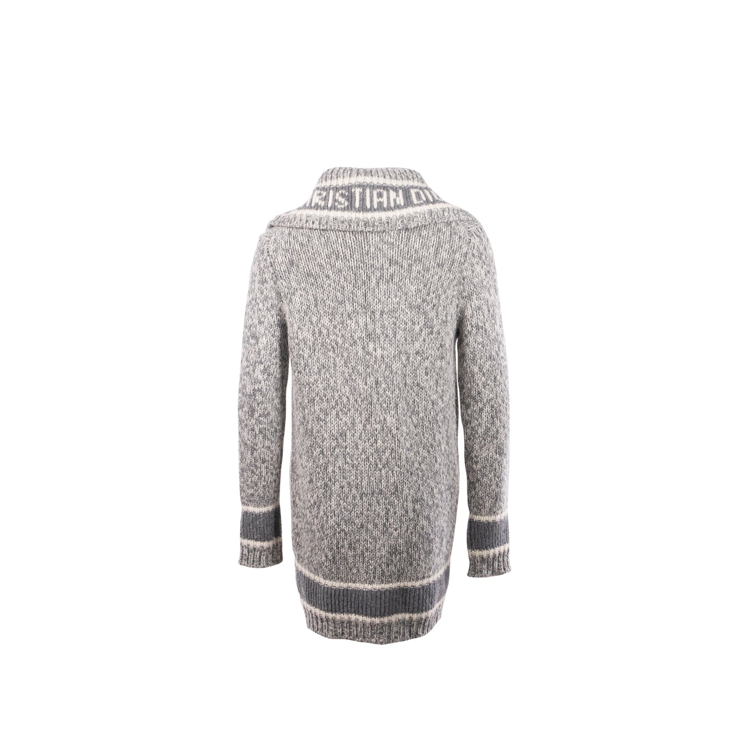 Dior Size 36 Long Cardigan Wool/Cashmere Grey/White