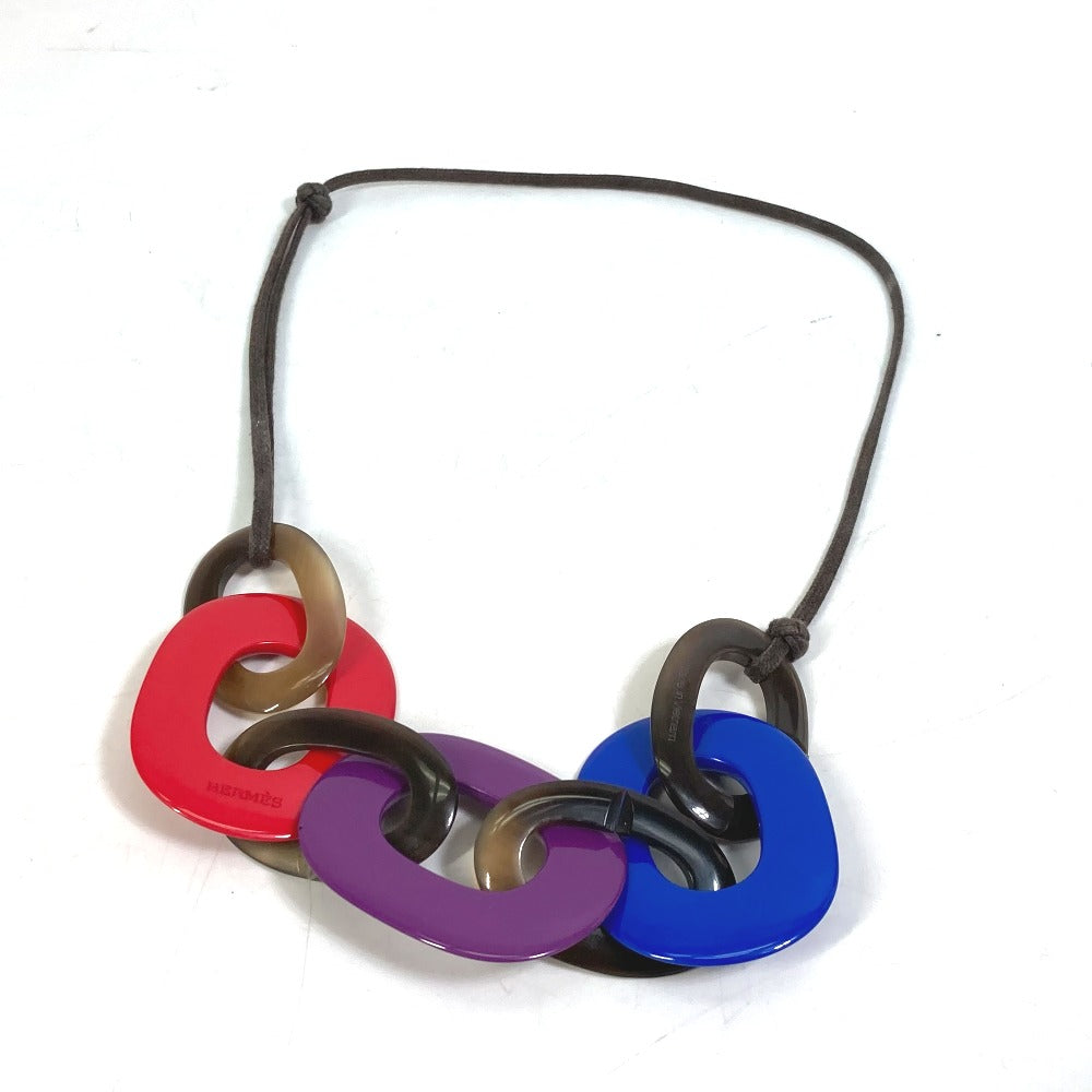 HERMES Necklace Buffalo horn Red Accessories Caramba Women