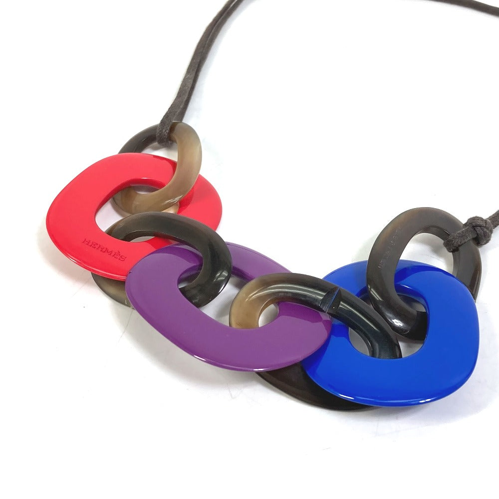 HERMES Necklace Buffalo horn Red Accessories Caramba Women