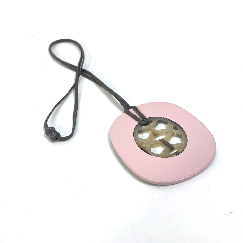 HERMES Necklace Buffalo Horn, Lacquer Wood pink Lift GM Women