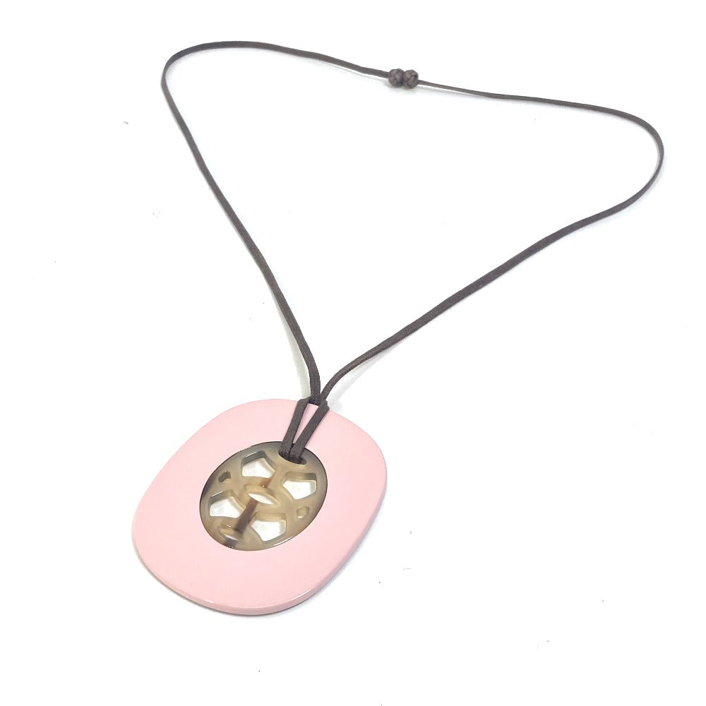 HERMES Necklace Buffalo Horn, Lacquer Wood pink Lift GM Women