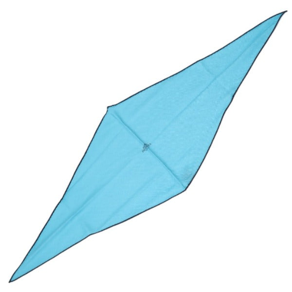 HERMES scarf Silk, Cashmere blue scarf Cashmere x silk Rhombus unisex(Unisex)