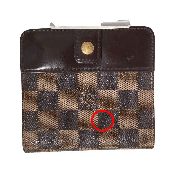 LOUIS VUITTON Bifold Wallet N61668 Damier canvas Brown Wallet with pocket zipper for cards Damier Compact zip unisex(Unisex)