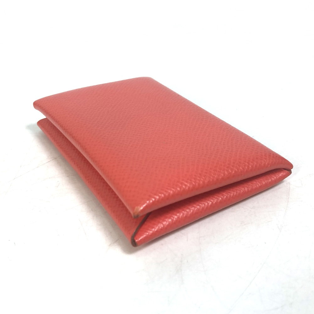 HERMES Card Case Epsom Red type Two fold Calvi Women