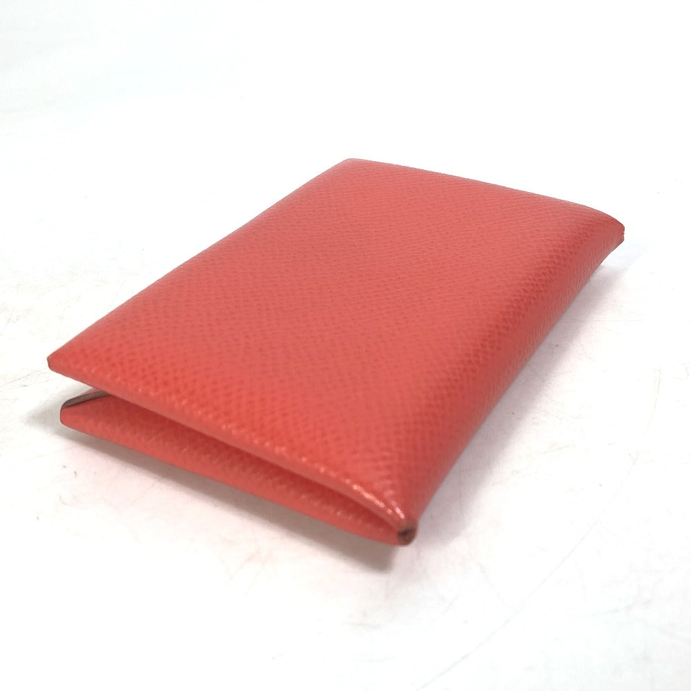 HERMES Card Case Epsom Red type Two fold Calvi Women
