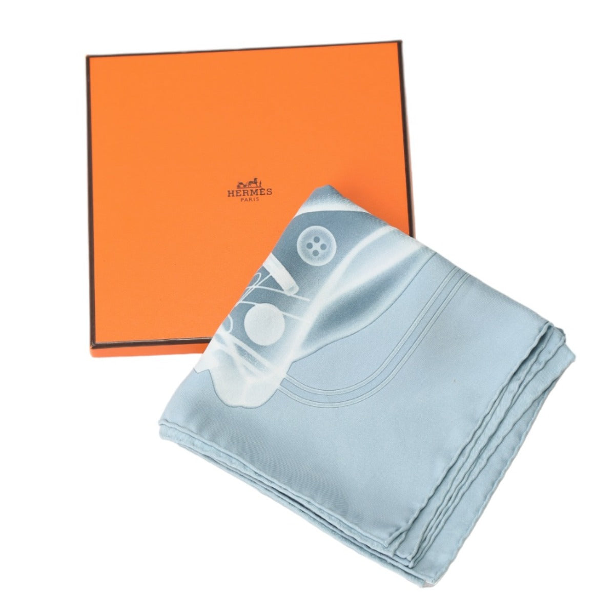 HERMES scarf silk blue gray scarf Women