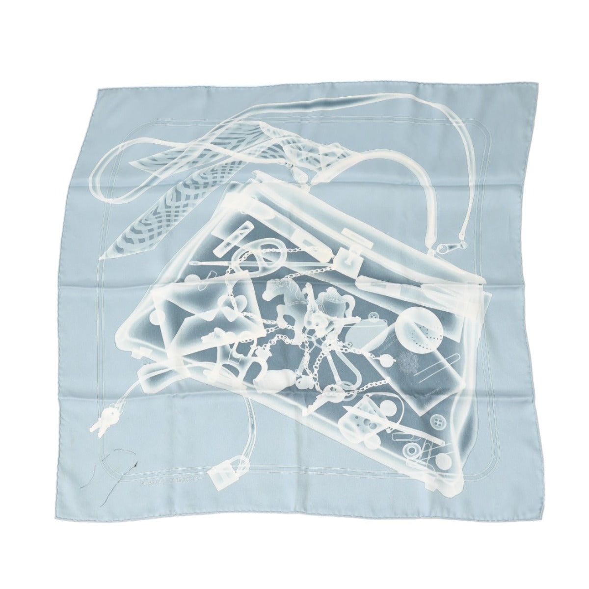HERMES scarf silk blue gray scarf Women