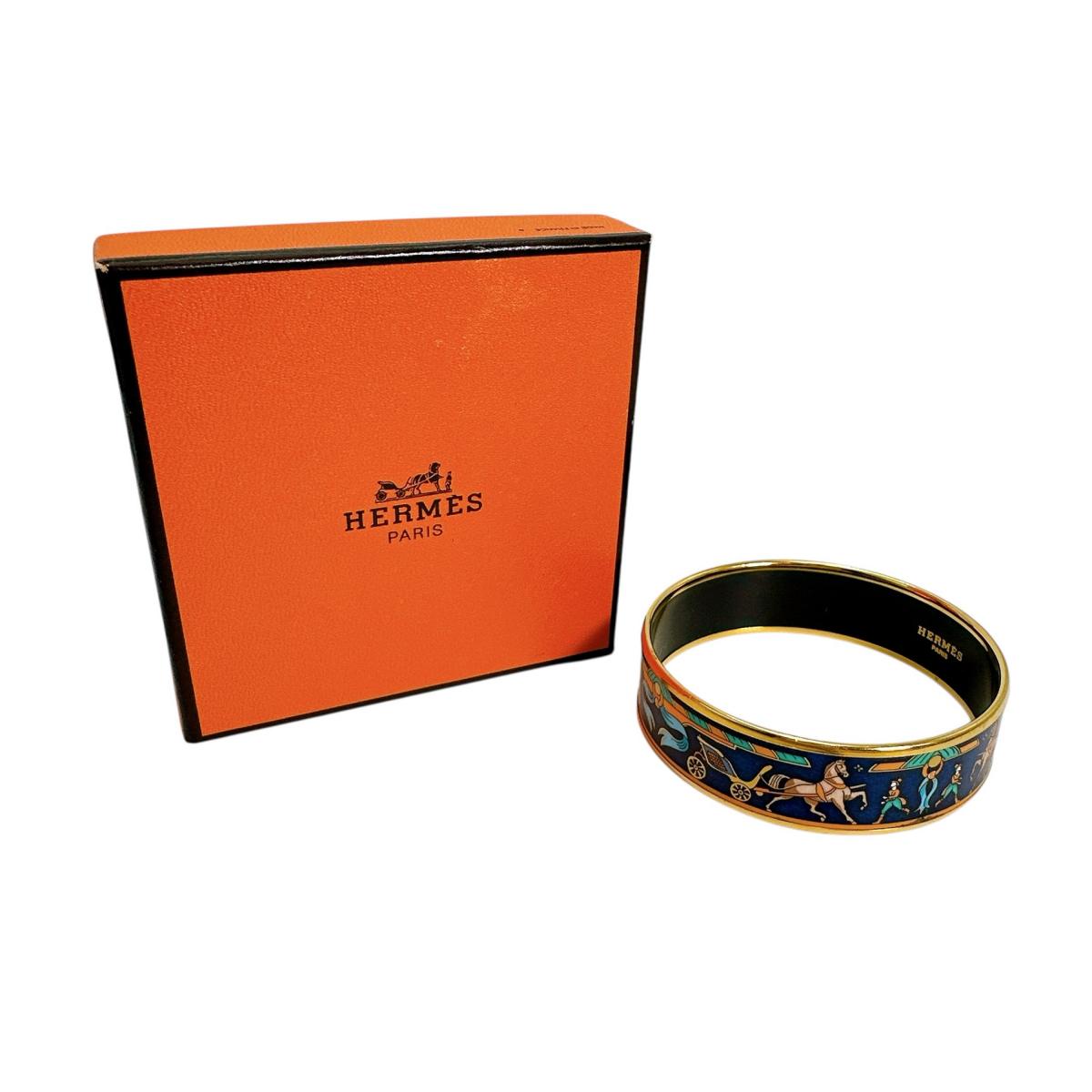 HERMES Bangle Gold Plated multicolor bracelet Emaille GM Women