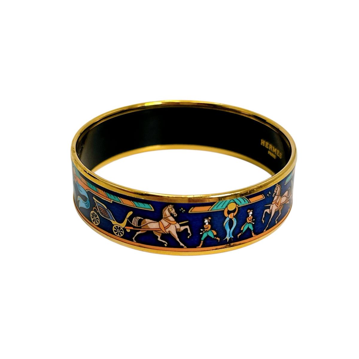 HERMES Bangle Gold Plated multicolor bracelet Emaille GM Women