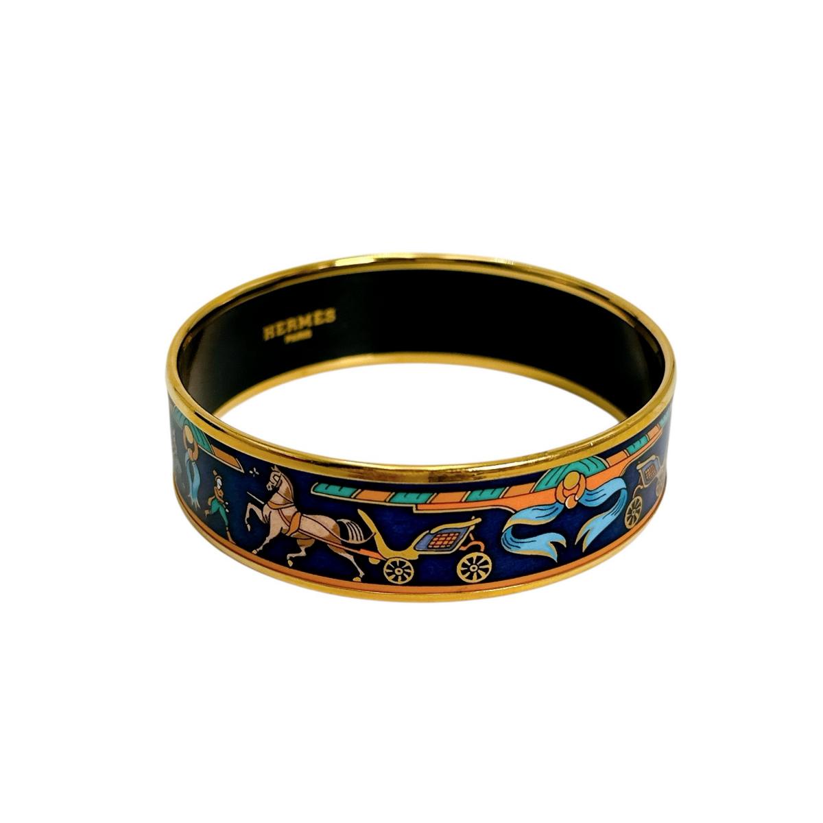 HERMES Bangle Gold Plated multicolor bracelet Emaille GM Women