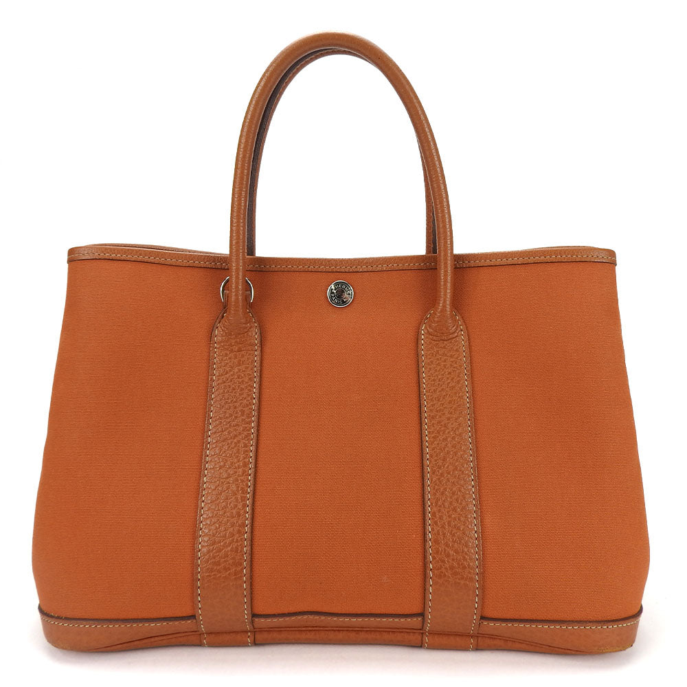 HERMES Tote Bag Canvas, Leather Orange Garden party TPM Women