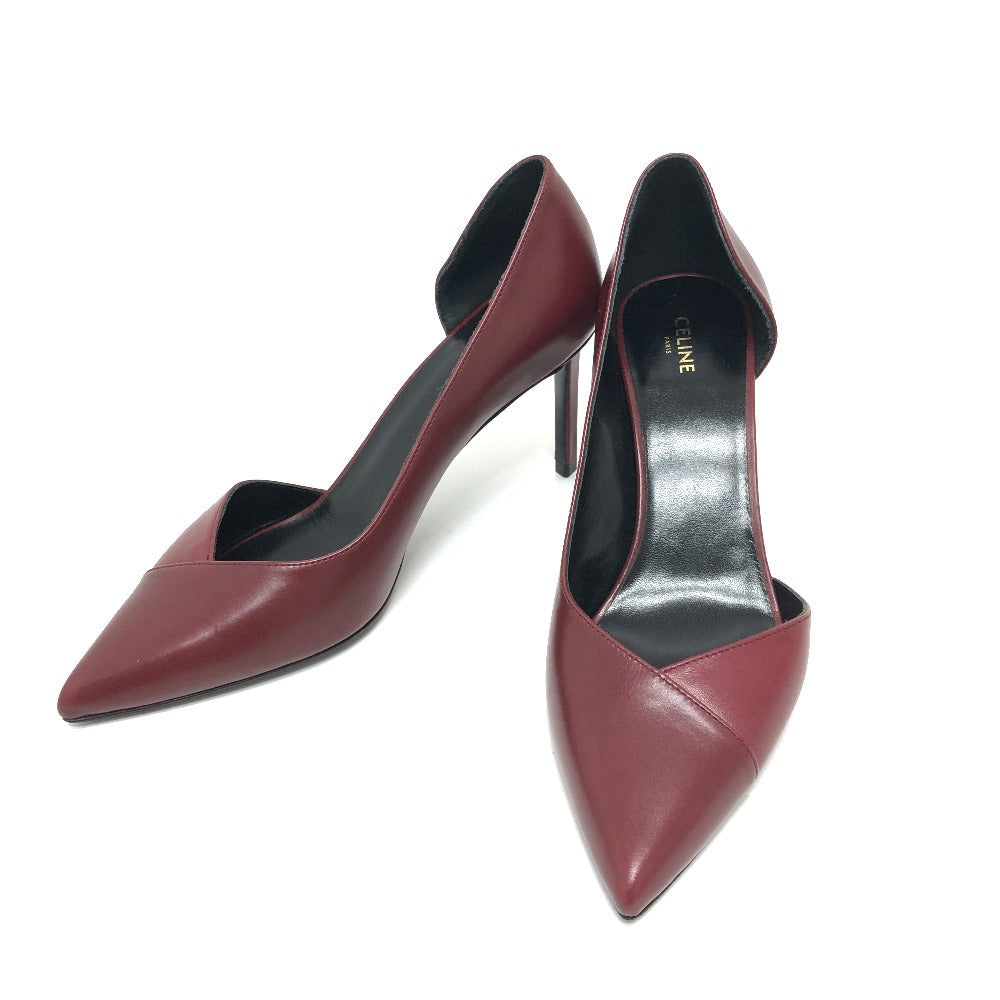 CELINE pumps leather wine-red Cross Leather Women 36