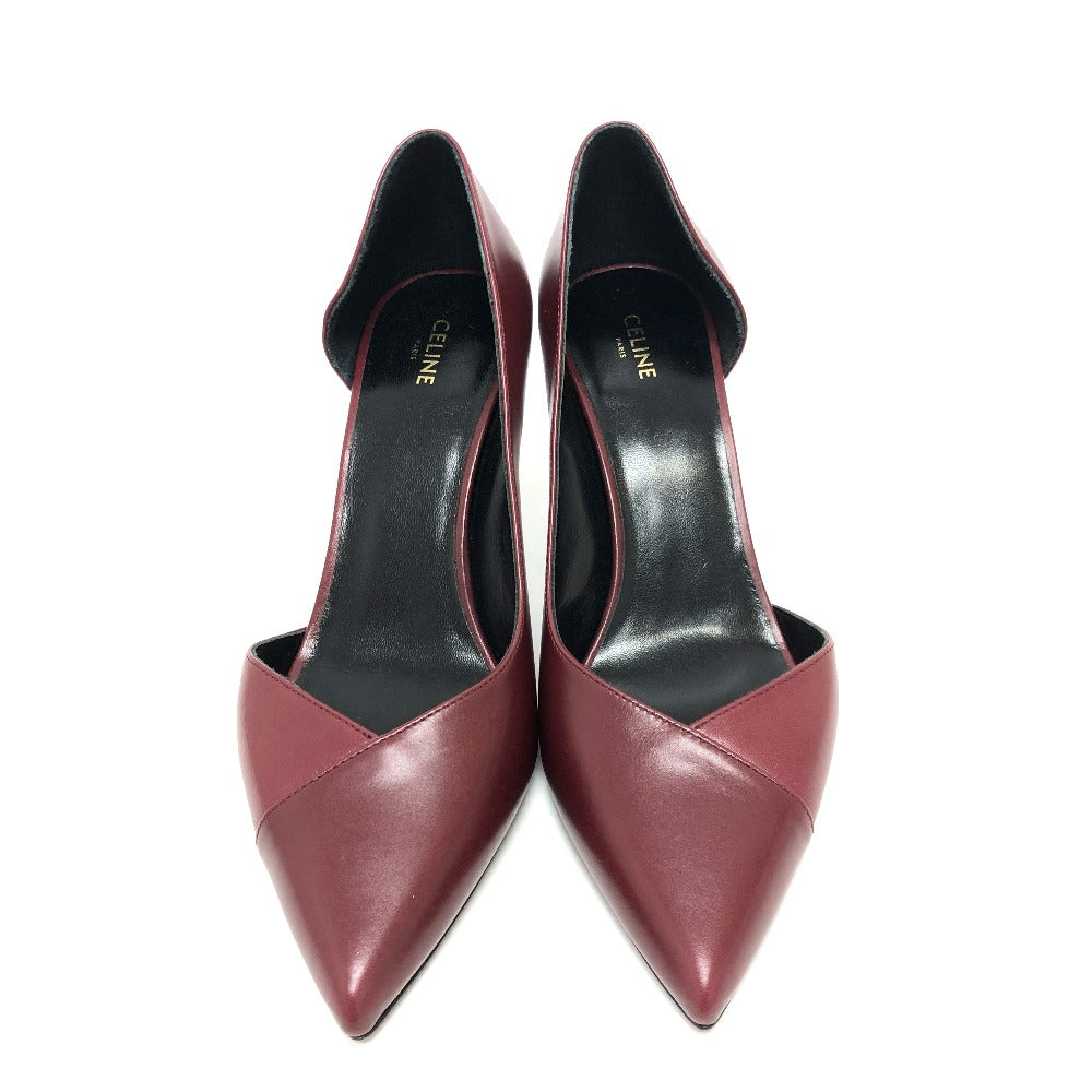 CELINE pumps leather wine-red Cross Leather Women 36