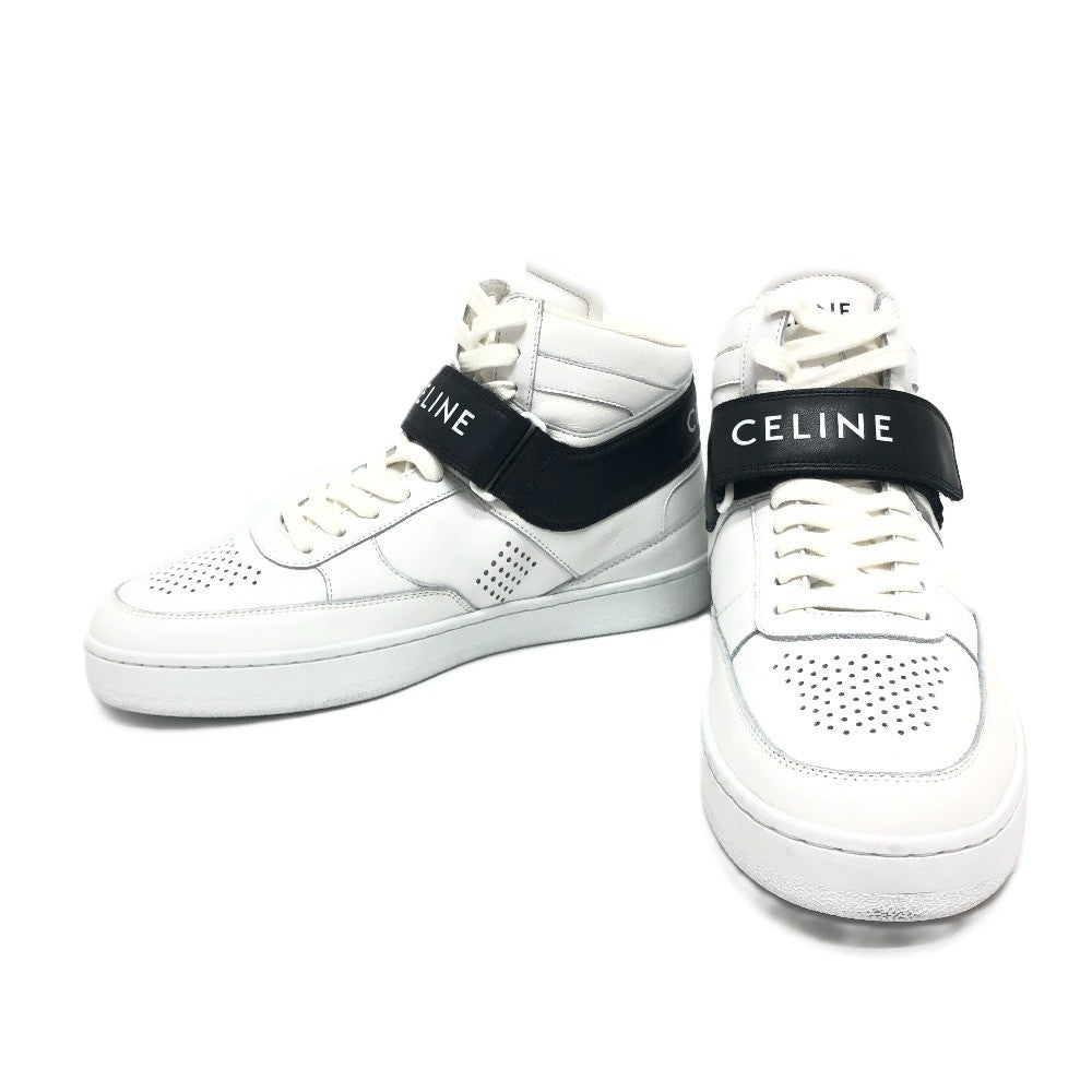 CELINE sneakers leather white velcro strap mens 39