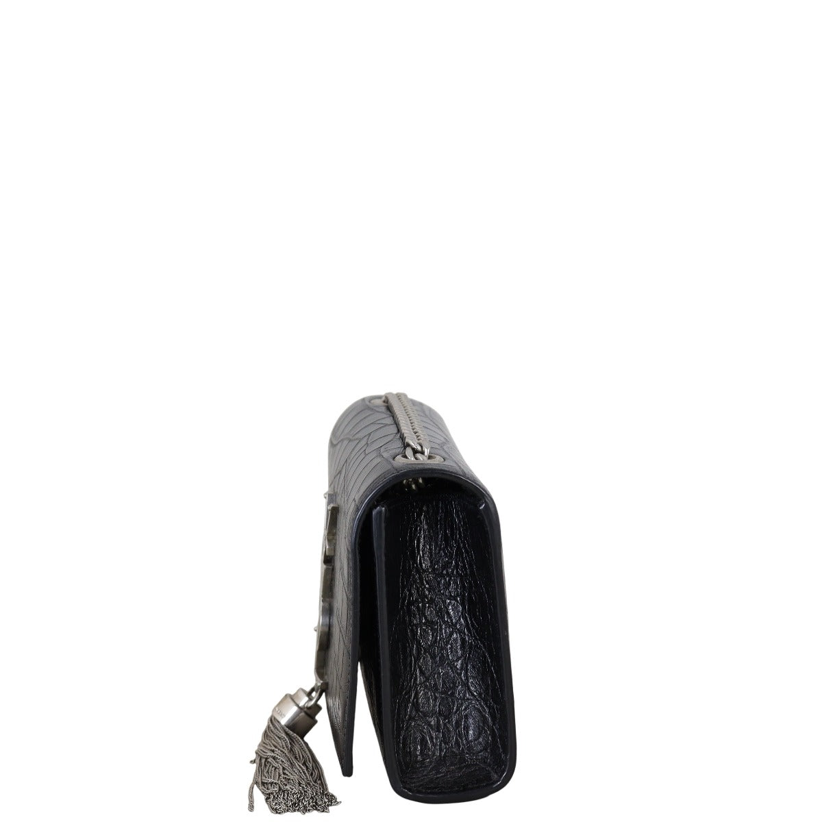 Saint Laurent Kate Tassel Chain Bag Small Croc-Embossed