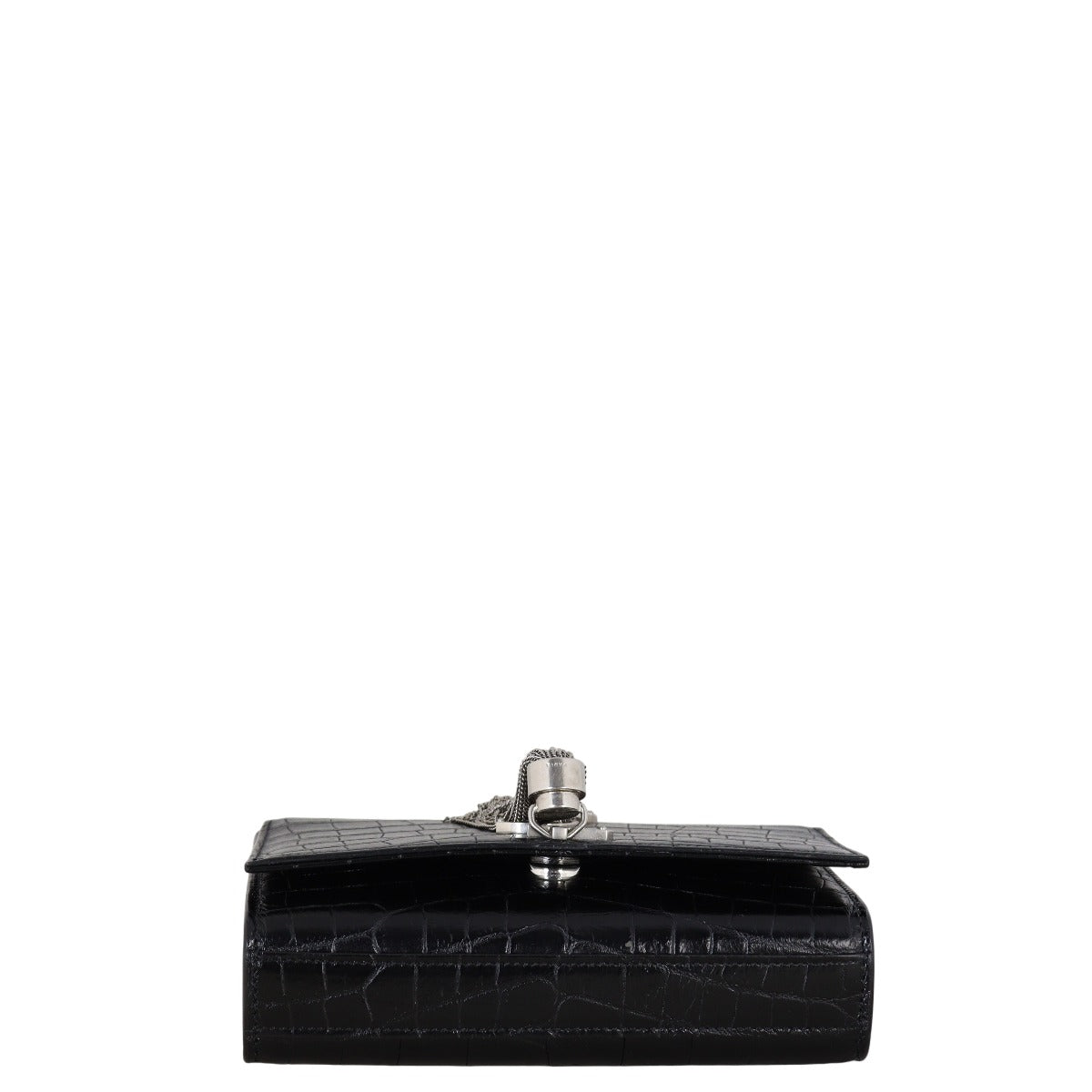 Saint Laurent Kate Tassel Chain Bag Small Croc-Embossed