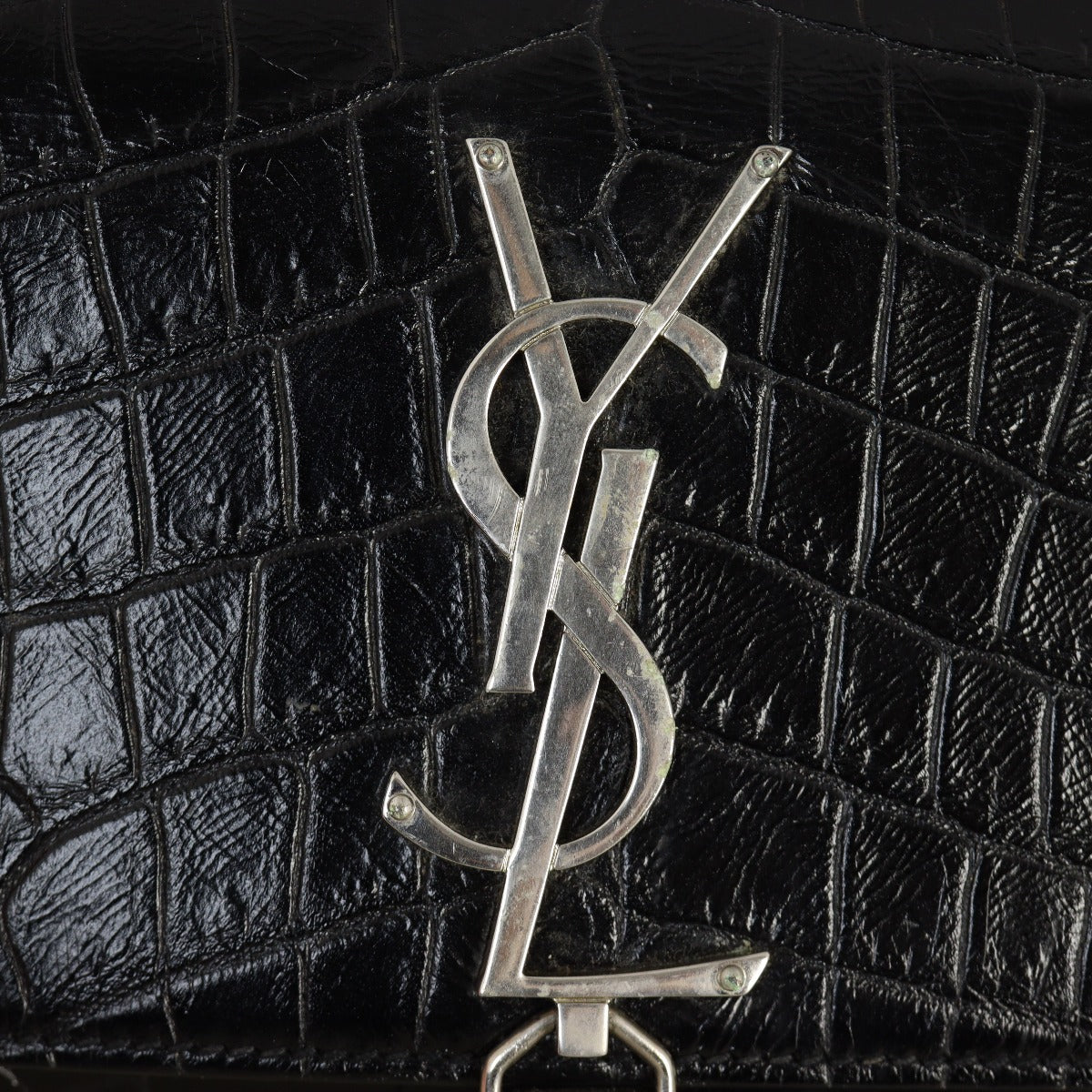 Saint Laurent Kate Tassel Chain Bag Small Croc-Embossed