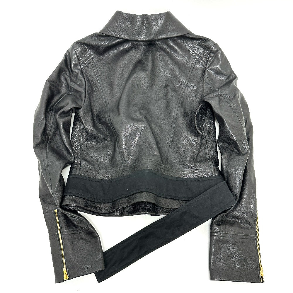 CELINE Riders jacket Leather, Cotton black Women 34