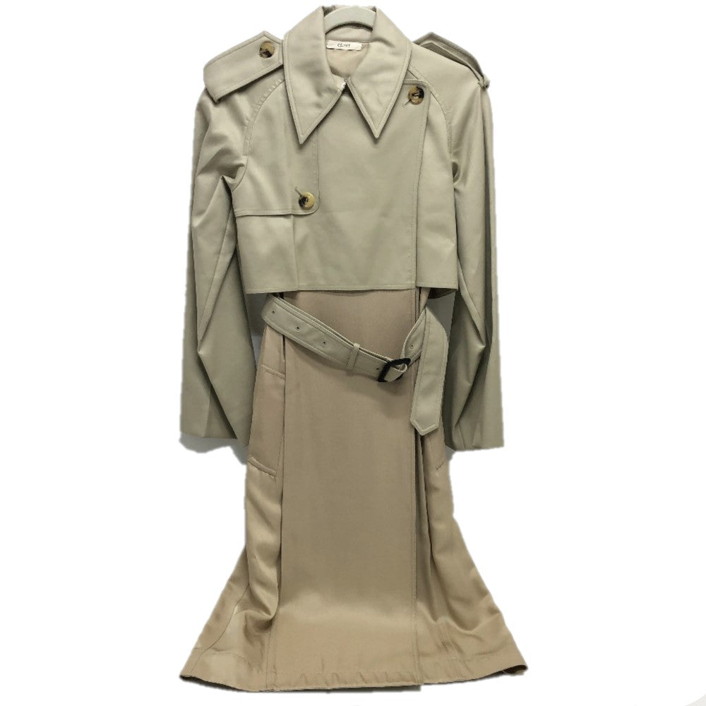 CELINE trench coat 28V36-6073 cotton beige Trench coat mastic Double face Women 34