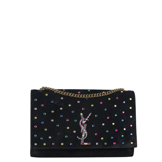 Saint Laurent Kate Chain Bag Medium Suede Crystals